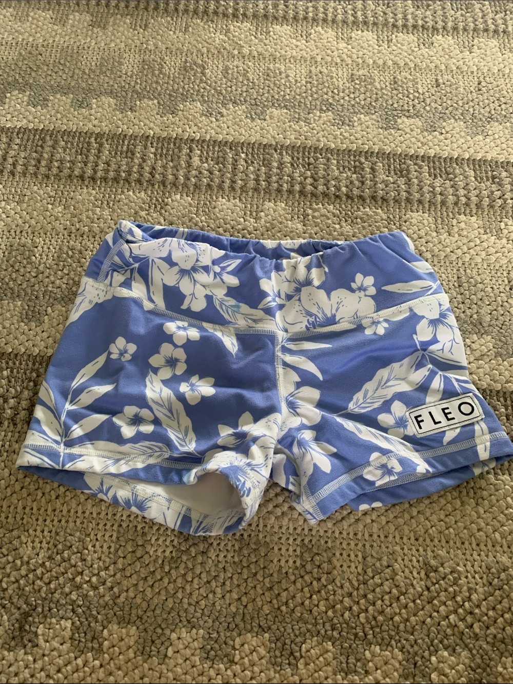 Fleo Blue and White Floral Athletic Shorts